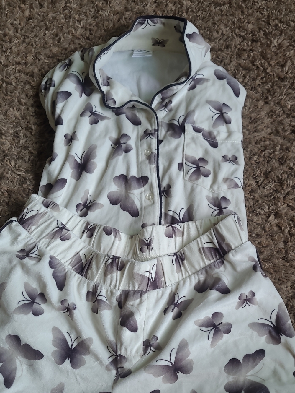 art class White and Purple Butterfly Kids Pajama Set